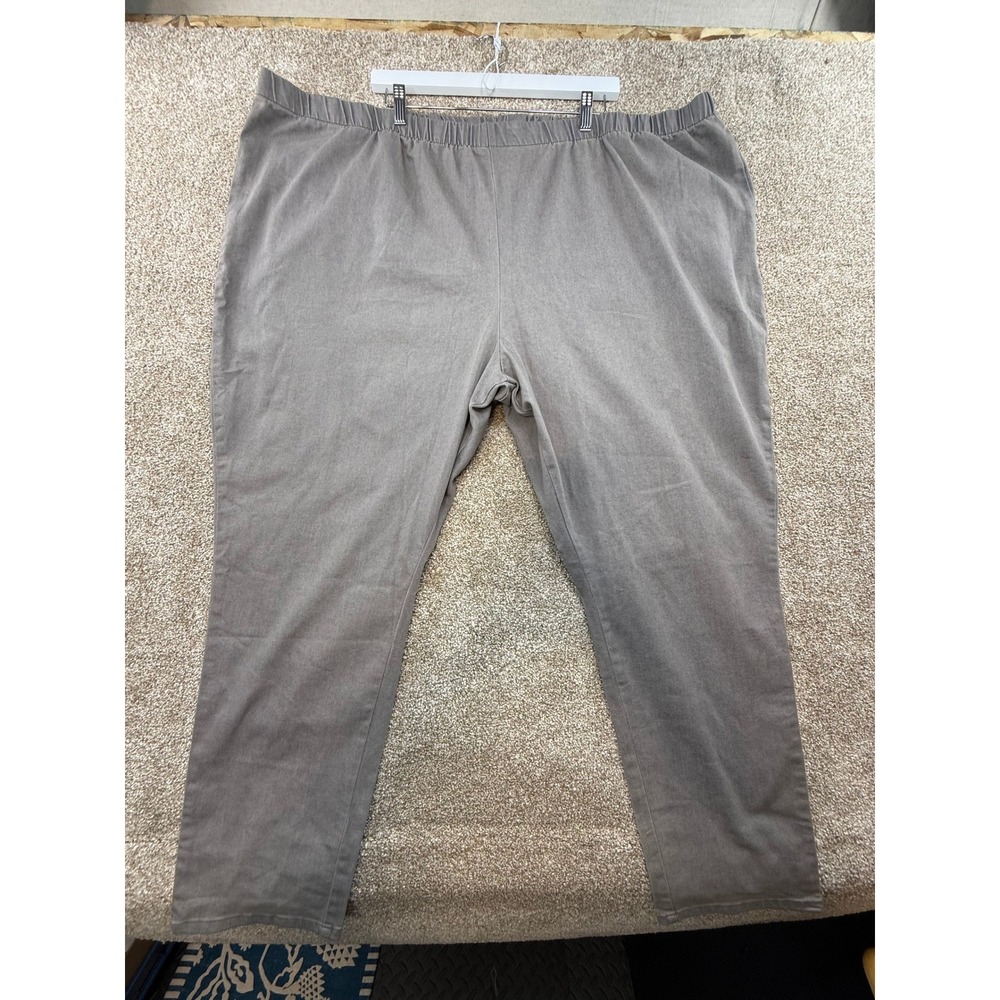 Woman Within Gray Pull On Elastic Waist Pants Plus Size 38W Tall Casual Slacks